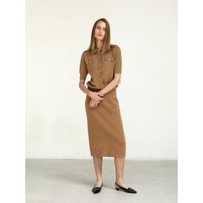 Knit Midi Skirt Deep Camel