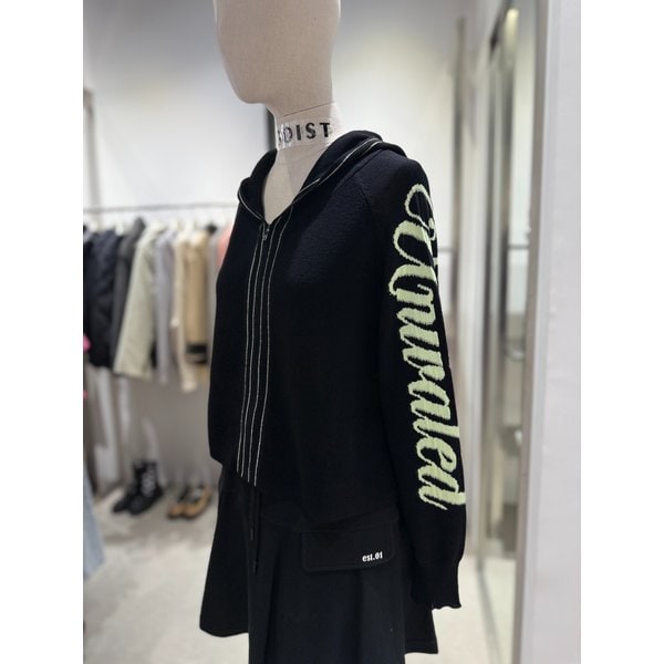 [여주점] 소매 자카드 포인드 후디형 가디건  ES2KG962