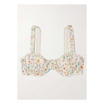 아구아벤디타 아르가즈 차이니시스 러플 플로럴 프린트  비키니 탑 화이트 46376663162866646