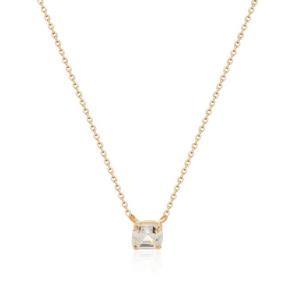 [비앤비골드] 18K 아셔 컷팅 원포인트 큐빅 체인 목걸이 MNN38595