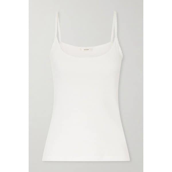 덴젤 리브 코튼 저지 탱크 탱크 탱크 화이트 46376663162973648