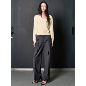 구호 플러스 Signature Semi Wide Pants  Ash Stripe (KE6221M014)