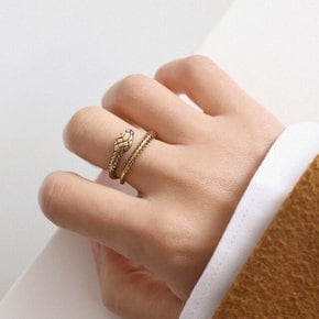 골드 스네이크 투라인 써지컬스틸 오픈 반지