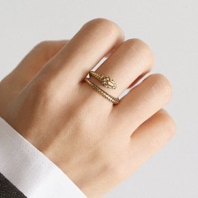 골드 스네이크 투라인 써지컬스틸 오픈 반지