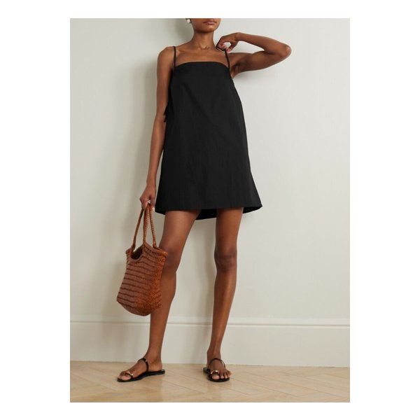 데이지 스튜디오 드로커브 타이 디테일  코튼 포플린 미니 드레스 블랙 1647597359857596