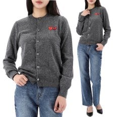 국내배송 24FW 꼼데가르송 더블 하트 와펜 가디건 AXN057 GREY