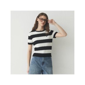 여성 STEVE STRIPE CABLE SWEATER WHKAE2413F_P361972687