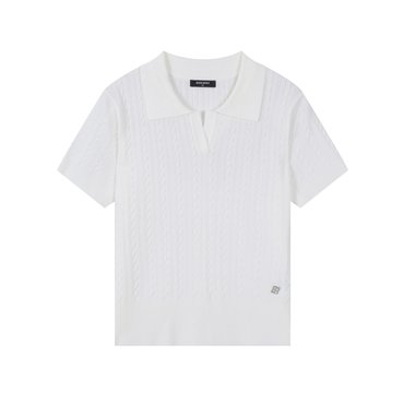 버커루 여성 케이블 오픈 카라 니트 풀오버(B252KT812P)