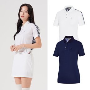 여성 골프웨어 여름 반팔 카라 흰색 티셔츠 BSC496RT3W