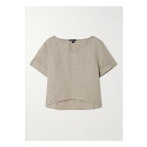 크롭 리넨 캔버스 티셔츠 라이트 그린 46376663162883673