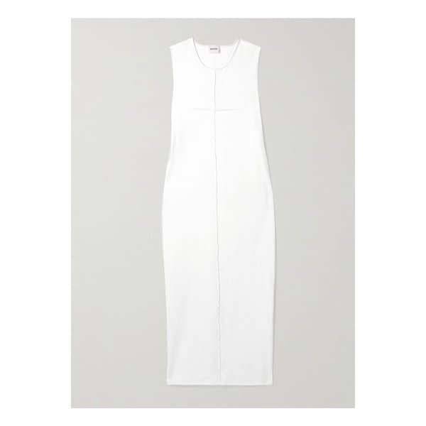 케이트 할 패널 코튼 저지 미디 드레스 화이트 1647597358465021