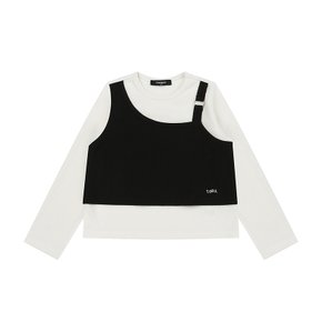 아이보리 뷔스티에 배색티(T55KAT040)