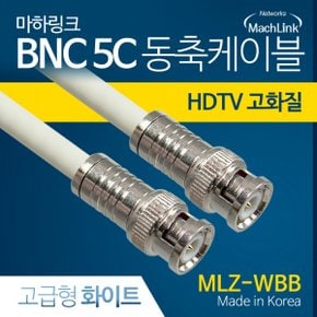 마하링크 BNC to BNC 5C 동축 케이블 고급형 화이트 (7m, MLZ-WBB070)