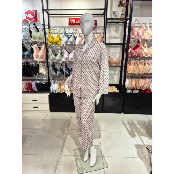 [시흥점] S 비너스) 폴리30D 사선 스트라이프 여성 파자마 VPA4460W-OC