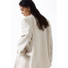 리넨 블렌드 더블 브레스티드 재킷 라이트 베이지 1334534001