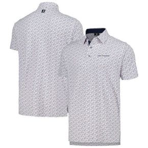 4533654 FOOTJOY Mens FootJoy White THE PLAYERS Golf Course Doodle Stretch Pique Polo