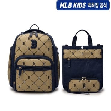 MLB키즈 [백화점공식]25SS 자카드 모노그램 3PCS 책가방 세트 7ABKMD35N -43NYS