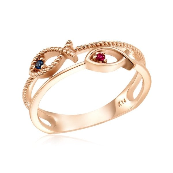 [비앤비골드] 14K 더블 물고기 언발 두줄 반지 NPR39484