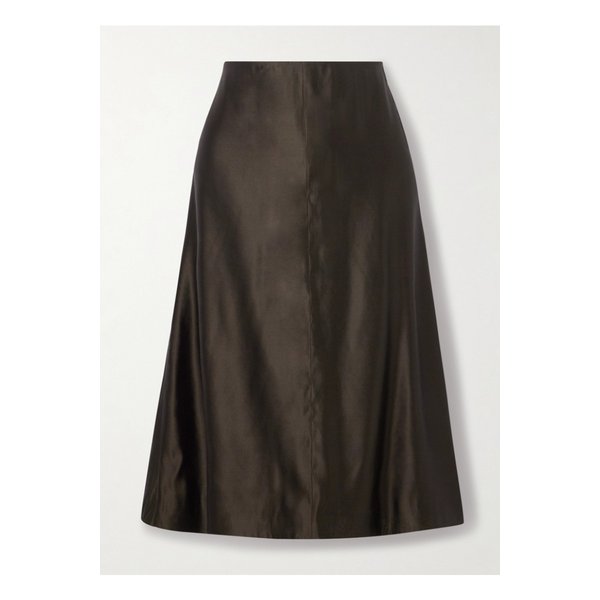 케이트 나니아 새틴 트윌 미디 스커트 다크 브라운 46376663162912856