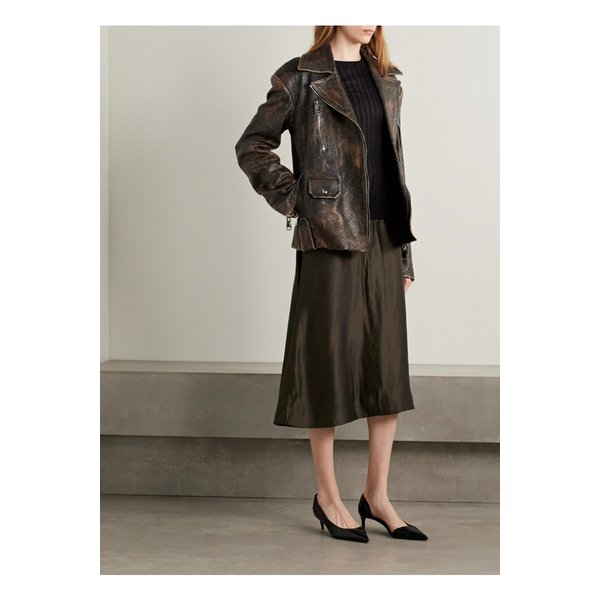 케이트 나니아 새틴 트윌 미디 스커트 다크 브라운 46376663162912856