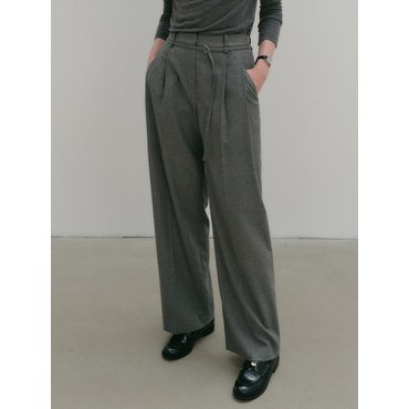 룩캐스트 로안 울 턱 벨티드 팬츠 / LOAN WOOL TUCK BELTED PANTS_2colors