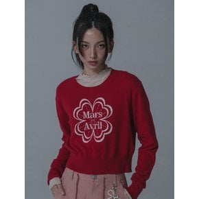 CASHMERE CLOVER JACQUARD KNIT_RED