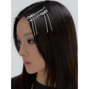 CANDY STONE LONG BOW HAIR CLIP SET (5 COLOR)