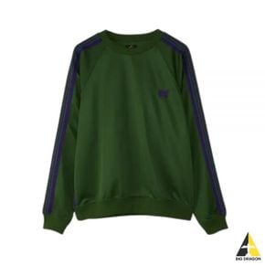 NEEDLES 니들스 Track Crew Neck Shirt - Poly Smooth IVYGREEN (NS245) (트랙 크루넥 셔츠)