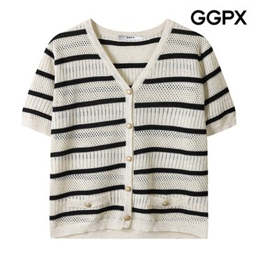 GGPX Y 골드 버튼 단가라 니트 가디건 (GP7KG019F)