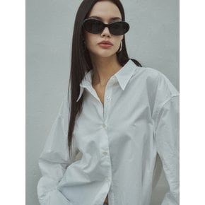 [Essential] Mini Label Oversized Cotton  Shirts_CTT301(White)