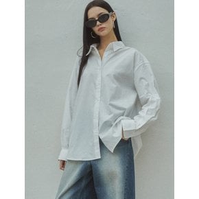 [Essential] Mini Label Oversized Cotton  Shirts_CTT301(White)