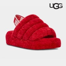 어그 UGG 여성 플러프 예 슬라이드 슬리퍼 리본 레드 1095119-RBRD