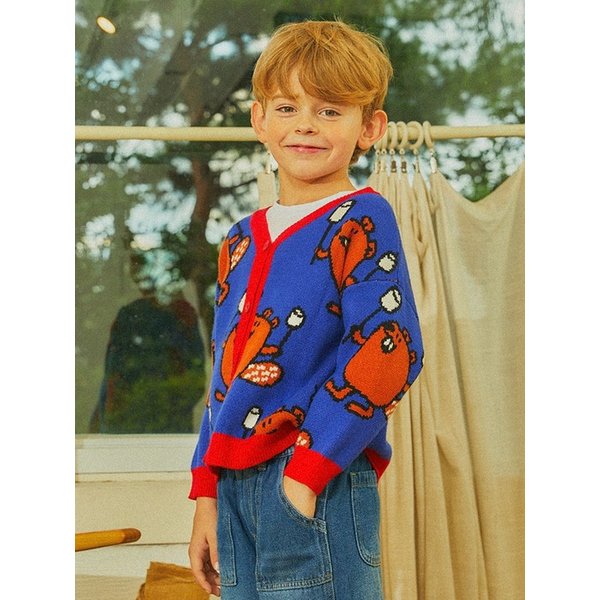 비버 올오버 유아 남아 여아 아동 스웨터 가디건