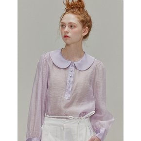 Round collar see-through blouse_Lavender