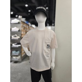 휠라 [파주점] 키즈 우븐배색 반팔티셔츠(FK2RSG2204M-LBE)