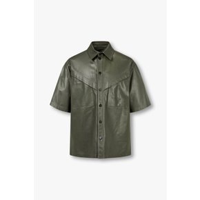 남성 글로시 레더 숏 슬리브 셔츠(A514109006)