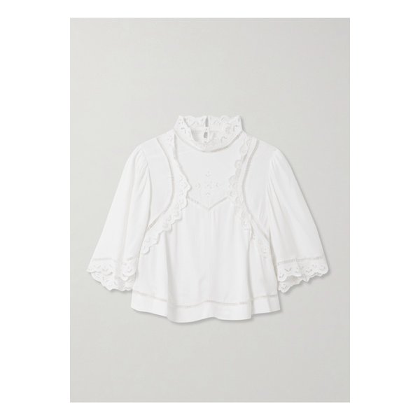 프래니 브로드리 앙글레즈 크레이프 블라우스 화이트 46376663162889934