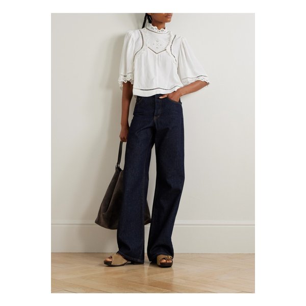 프래니 브로드리 앙글레즈 크레이프 블라우스 화이트 46376663162889934