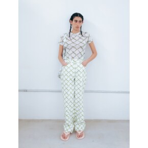 Seasonal Signature Pattern Cotton Pants_Green Flower