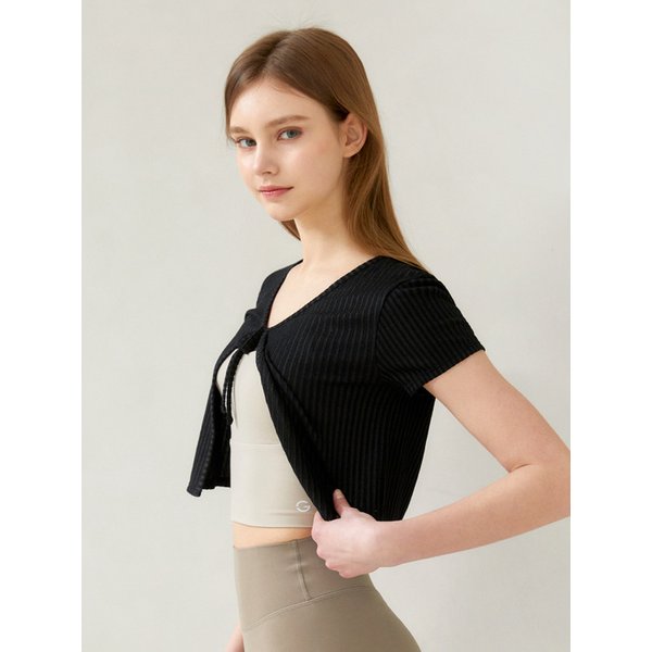 프론트 리본 하프 가디건_4COLOR