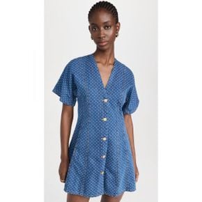 4955814 GANNI Blue Polka Dot Denim Mini Dress 101423442