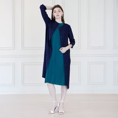헤링본 텍스처 플리츠 롱 코트_YJ04WNPCT02_NY1