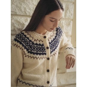 Snowflake jacquard cardigan_Cream