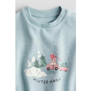 프린트 스웨트셔츠 터쿼이스/Winter magic 1258717006