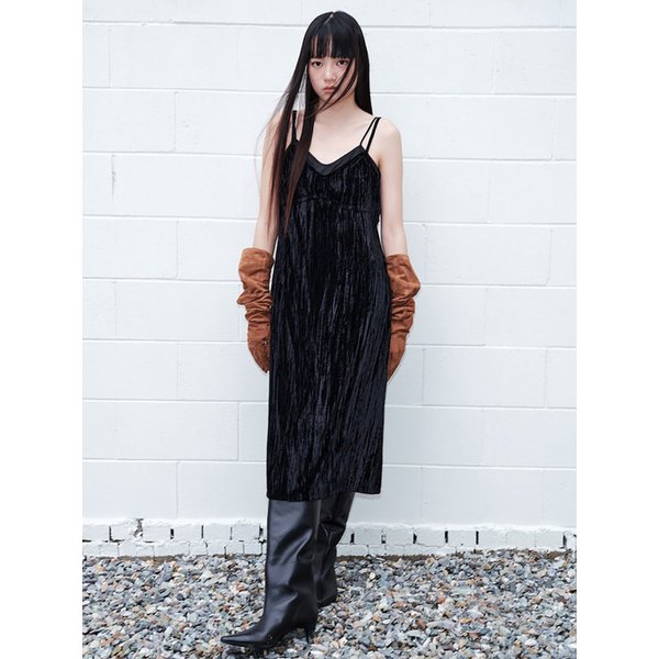 Velvet Slip Dress  Black (KE5Y71M015)