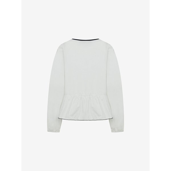 라인 배색 리본 블라우스 (TLBAI2408)