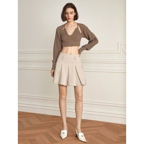 YY_High-waist pleat knit skirt