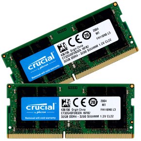 Crucial 노트북 PC용 메모리 PC4-25600(DDR4-3200) 64GB(32GBx2장) SODIMM CT32G4SFD832A [품]