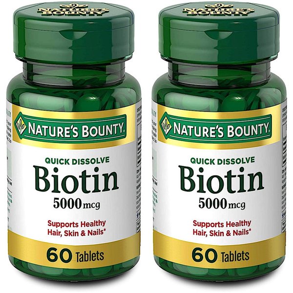 네이쳐스 바운티 퀵 디졸브 비오틴 5000mcg Natures Bounty Biotin 60정 2개