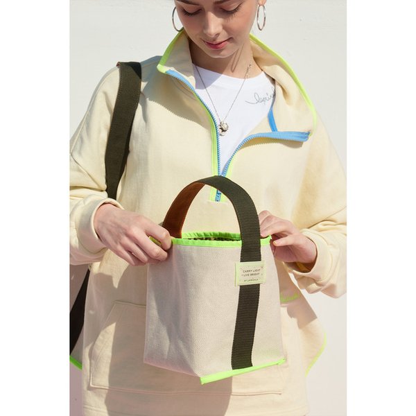 카키 리버서블 스몰 캔버스 레오파드 토트백